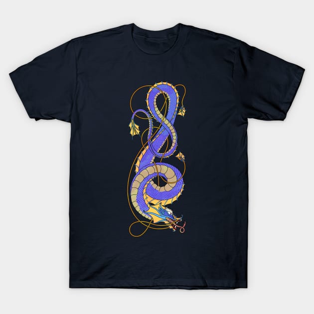 Nordic-Asian Blue Dragon T-Shirt by Art of Arklin